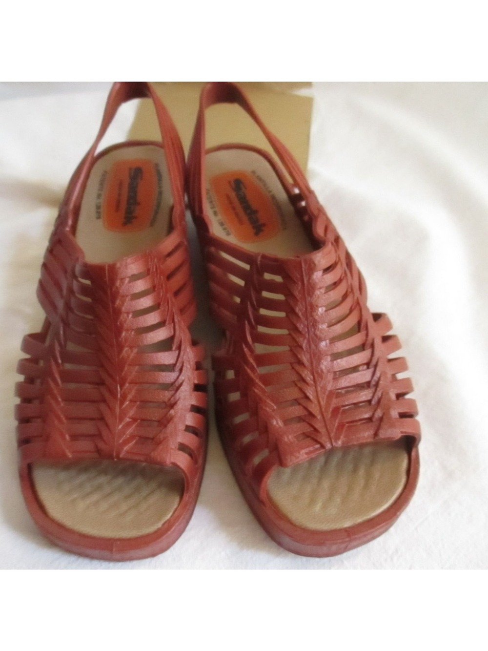 Vintage Womens Sandals 5 US 22 mexico Sandak Molded Rubber Brown Isabel NOS